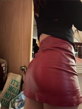Red Leather Mini Skirt